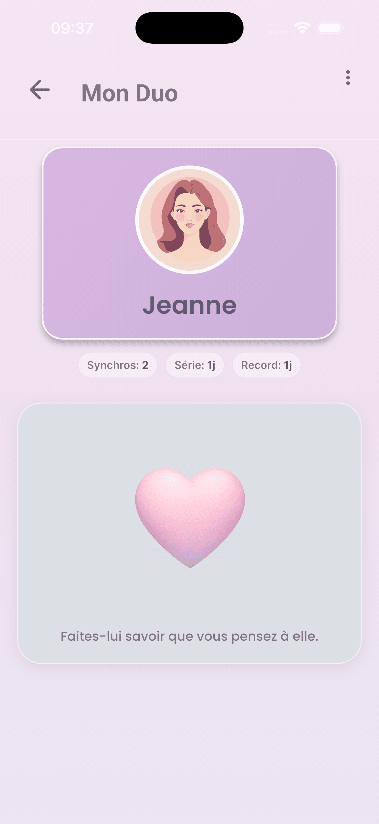 Animation cœur dans l'application Synchro